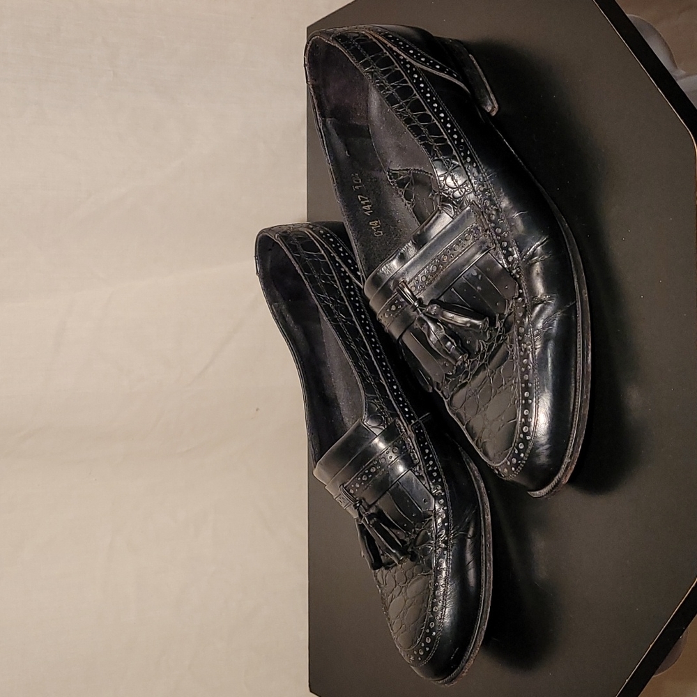 Towncraft Black Leather W/Tassels Slip On Dress Loafers
